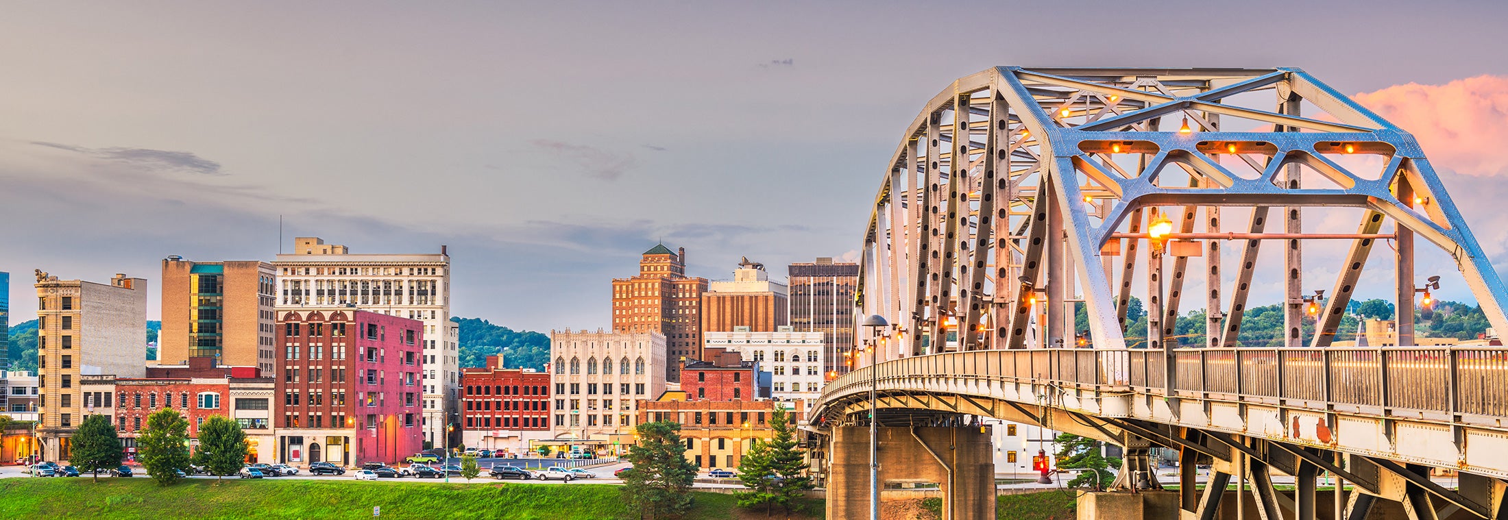 Bridge and buildings in Charleston, West Virginia