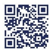 A scannable dark blue QR code on a white background designed to direct mobile users to online services or web resources
